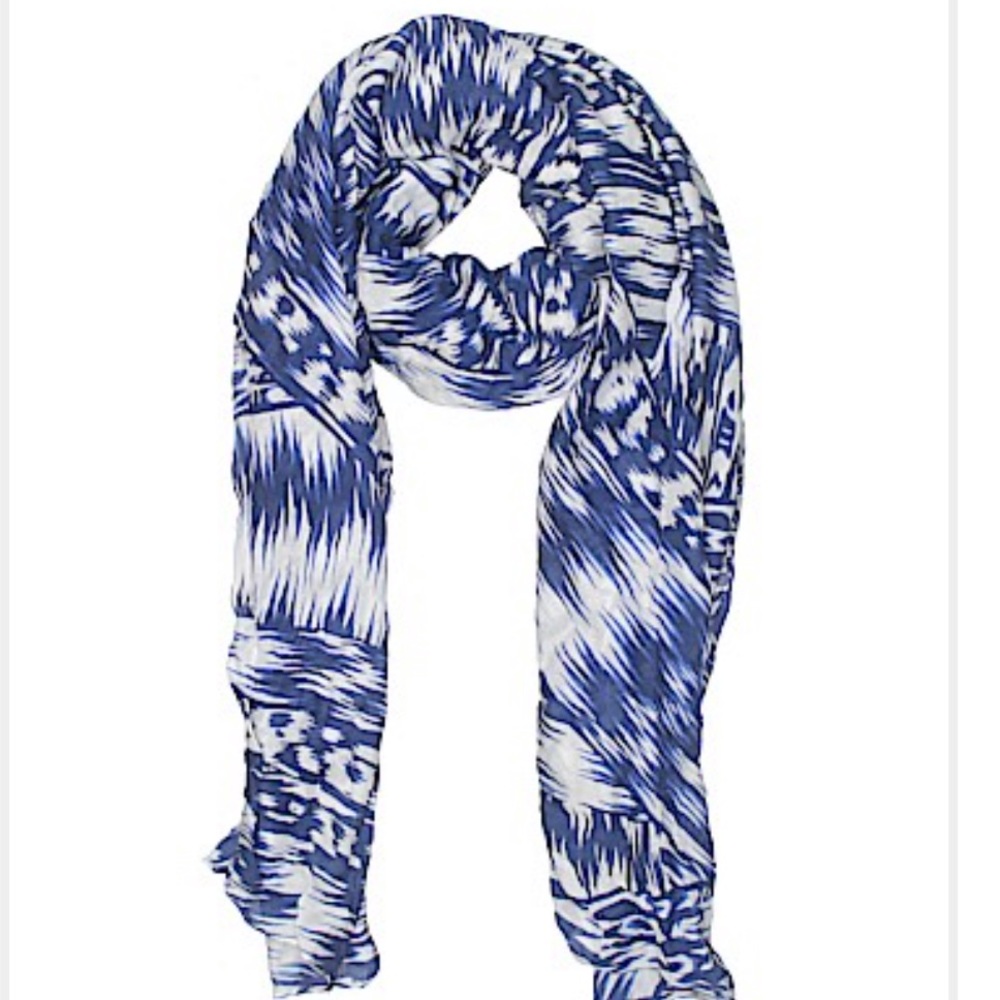 Michael Stars Blue and White Printed Scarf